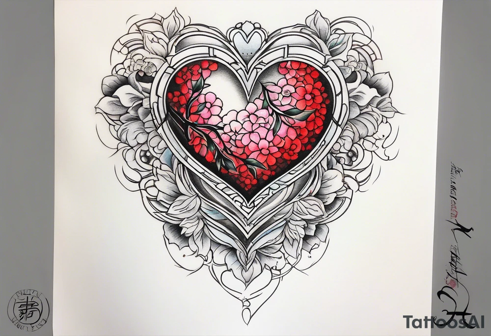 broken heart fine 
line tattoo idea