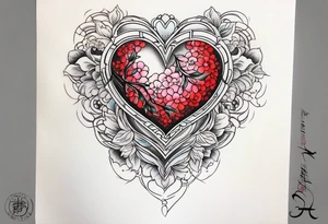 broken heart fine 
line tattoo idea