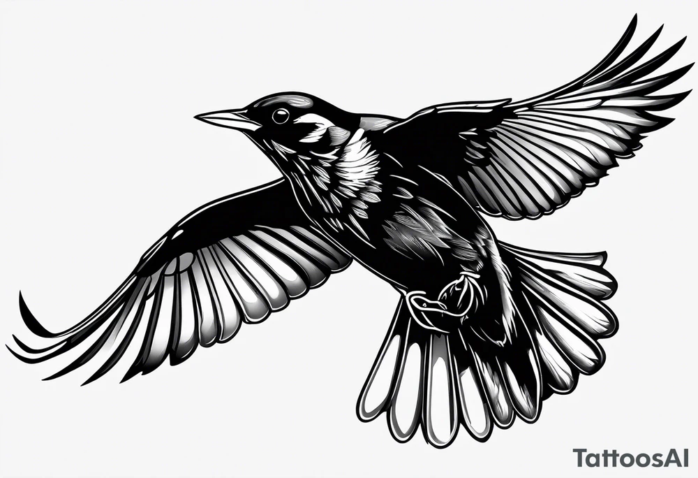 Redwing Blackbird in flight 
for Back tattoo idea