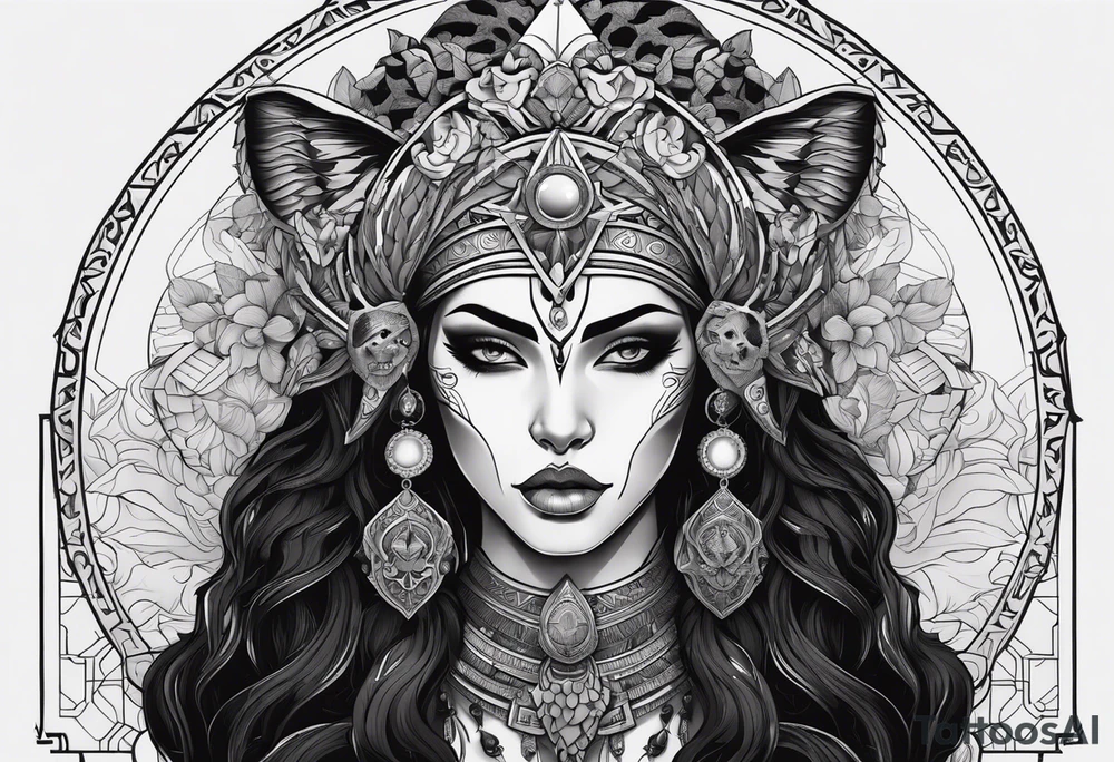 kali ma, alien goddess, valkrye, aries, pirate, divine feminine, zenza resonance, pachamama, lotus azul, blank panther, eagle, skull, 5D, nueva gaya, dna 12 tattoo idea