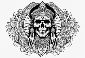 an Indian with a skull instead of a face so that he could be seen whole tattoo idea