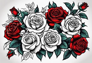 old school roses, red, highly detailed tattoo idea