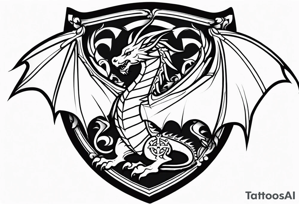 Welsh dragon holding a texas star as a shield tattoo idea
