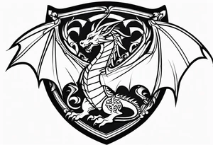 Welsh dragon holding a texas star as a shield tattoo idea