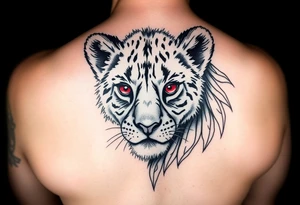 Female lion baby with ruby eyes tattoo idea
