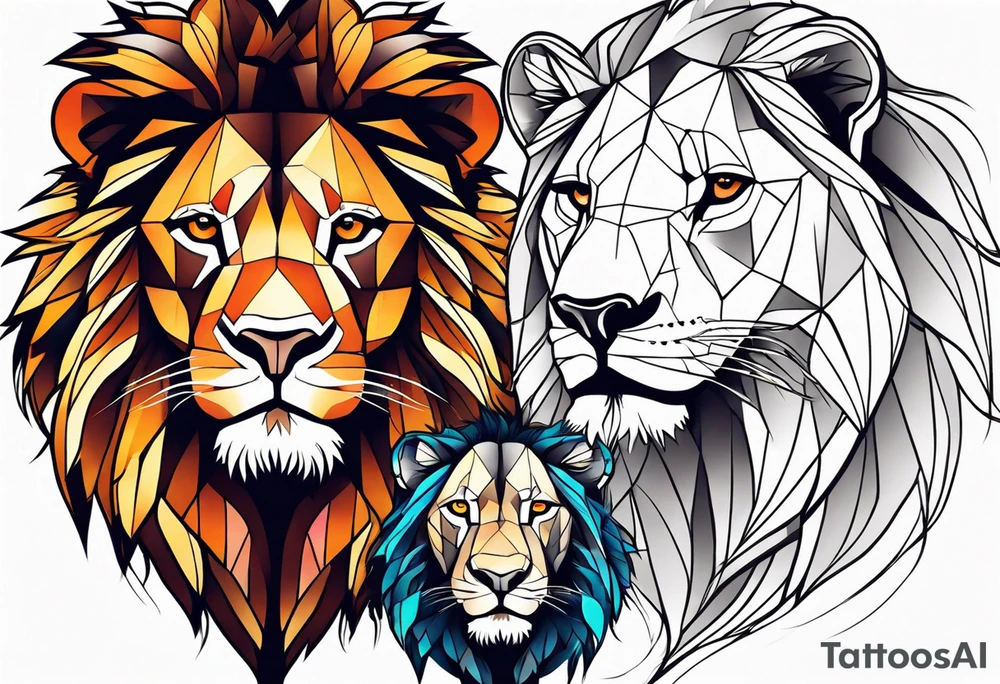 lion and lioness tattoo idea