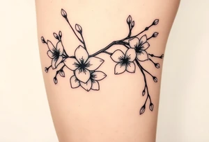 delicate cherry blossoms swirling in spring breeze with petals tattoo idea