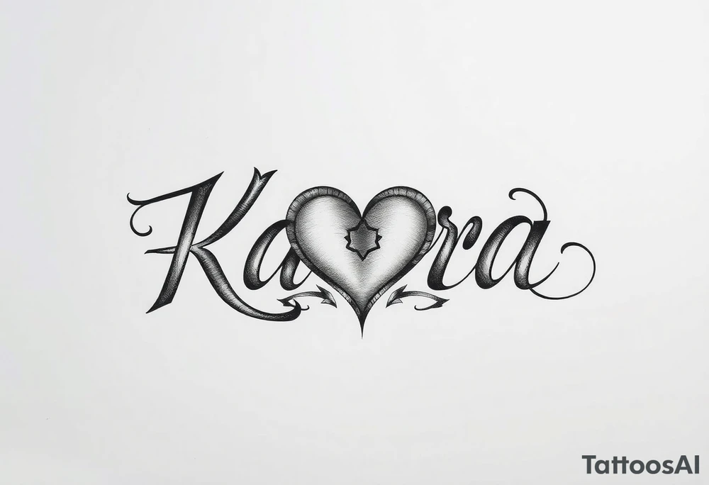 The name Kara with a heart tattoo idea
