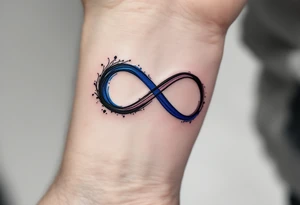 Family in an infinity symbol, one half black, the other shaded in cobalt blue. tattoo idea