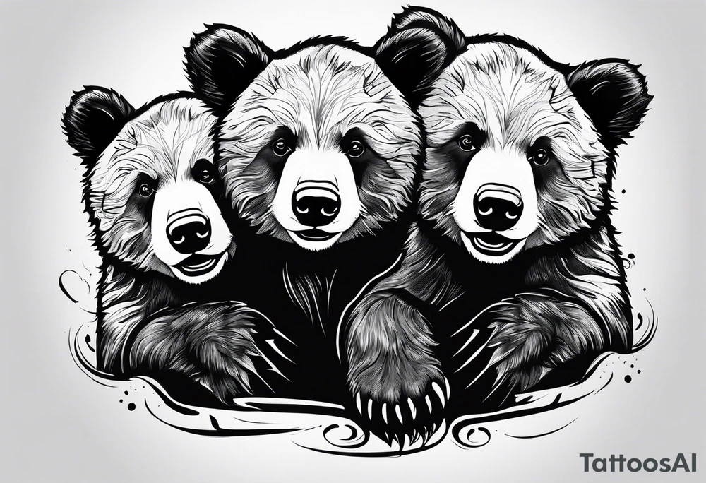 2 bear cubs playful tattoo idea