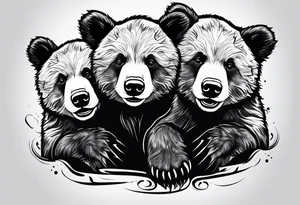2 bear cubs playful tattoo idea