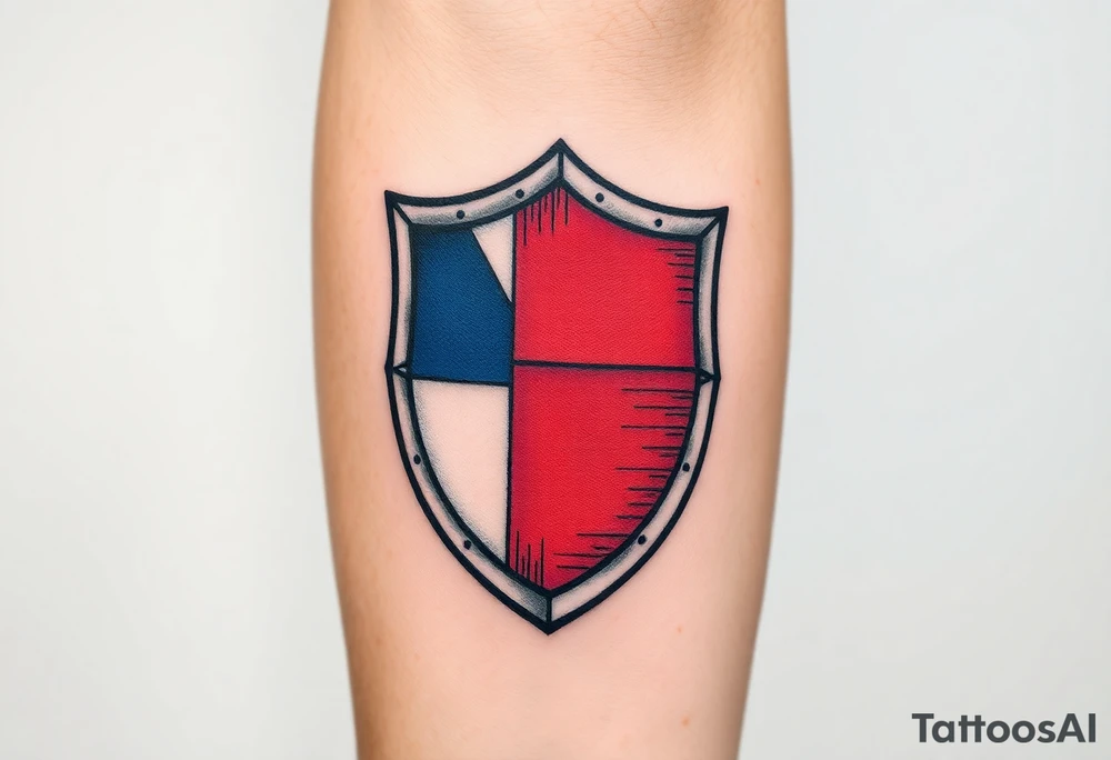 A medieval knight’s shield featuring the Czech flag’s colors, symbolizing strength and heritage tattoo idea