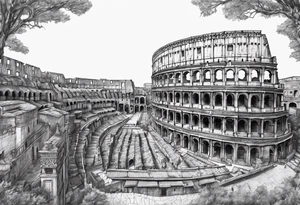 Ancient Roman City buildings tattoo idea