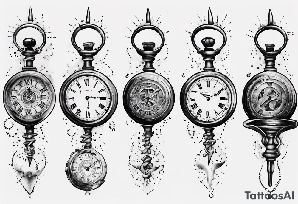 Roman numeral 4 on antient pocket watch tattoo idea