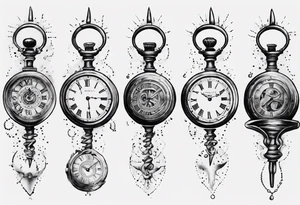 Roman numeral 4 on antient pocket watch tattoo idea