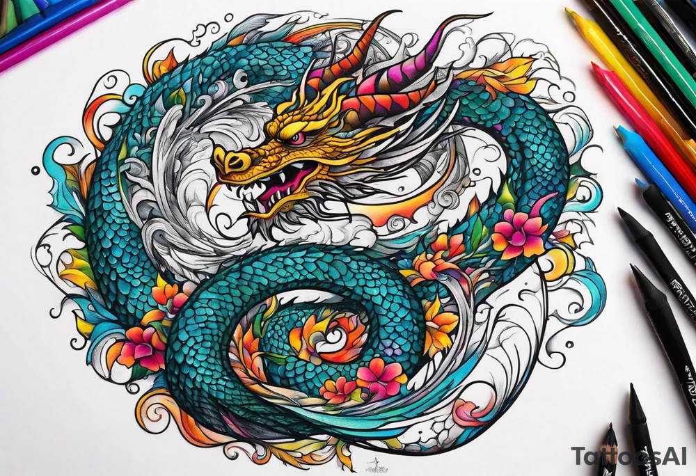 dragon swirling tattoo idea