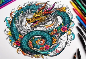 dragon swirling tattoo idea