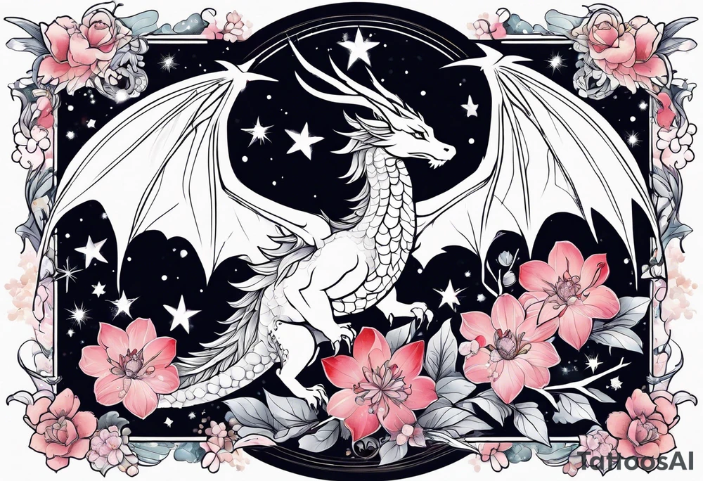 Constellation, wing , snow , cross , dragon female japan kawaii , flower tattoo idea