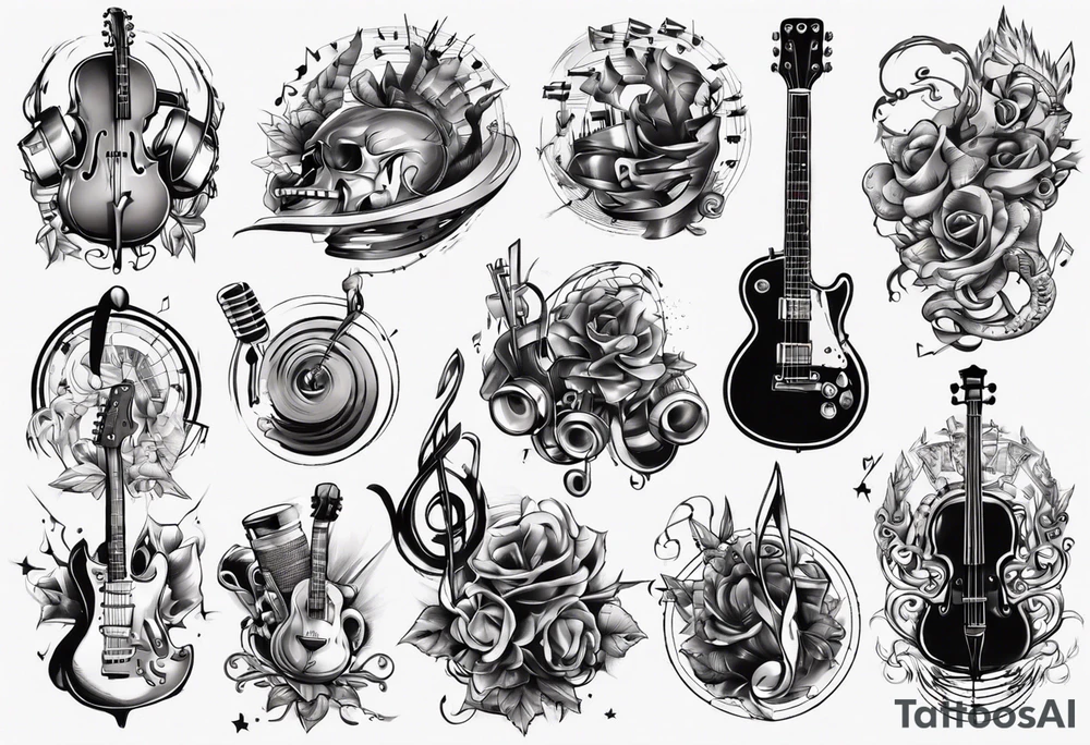 lots of music tattoo idea