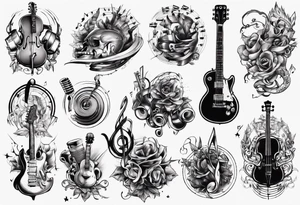 lots of music tattoo idea