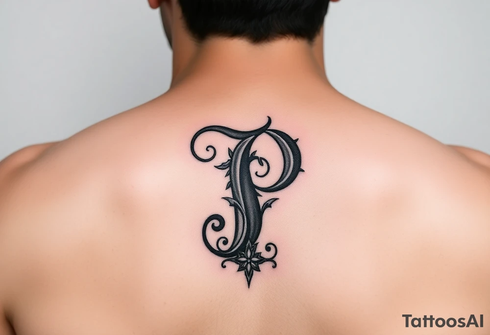 Decorative letter P tattoo idea