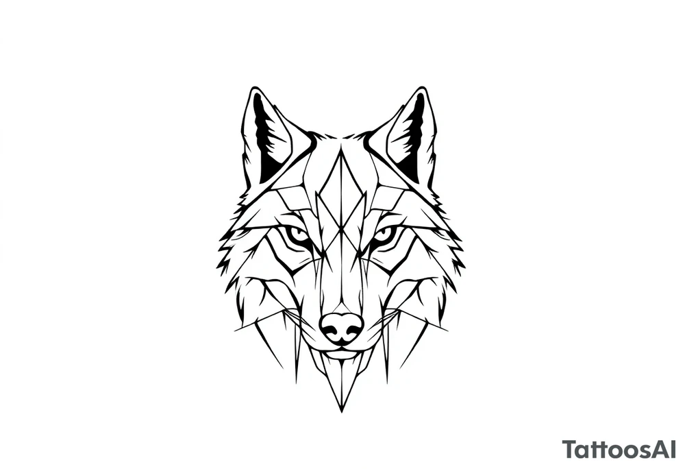 Geometric friendly wolffront tattoo idea