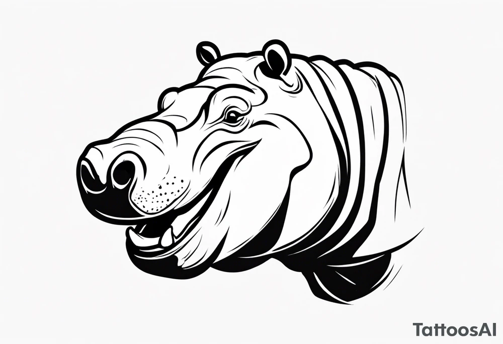 Hippopotamus face laughing tattoo idea
