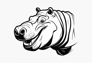Hippopotamus face laughing tattoo idea