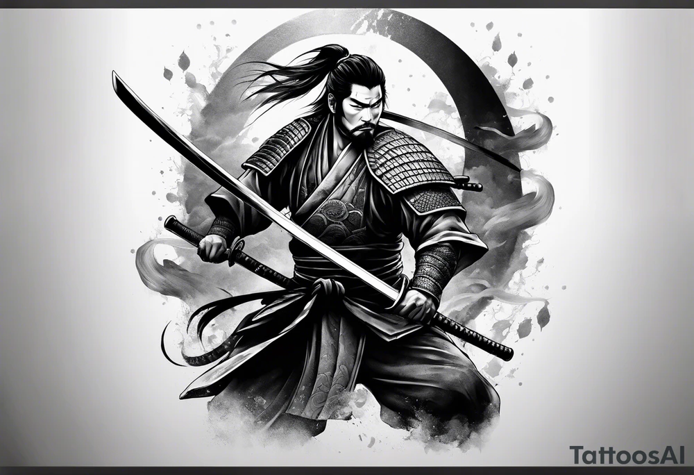 samurai with katana Nd snake tattoo idea