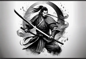 samurai with katana Nd snake tattoo idea
