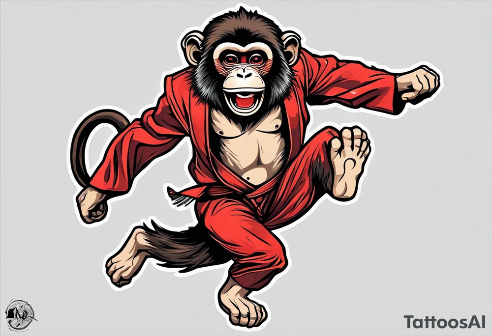 traditional japanese art jumping monkey tattoo idea