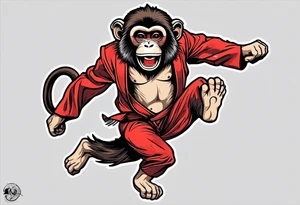 traditional japanese art jumping monkey tattoo idea