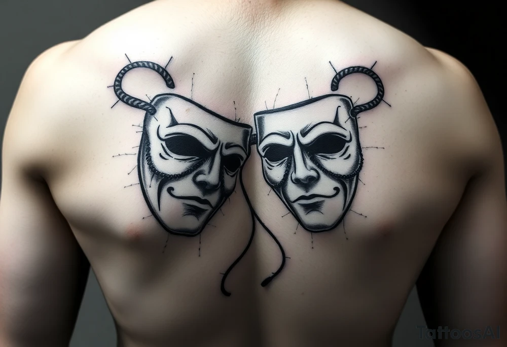 proverbs 26: 25-26
He who hates, disguises it with his lips, And lays up deceit within himself,Their hatred may be concealed by deception, but their wickedness will be exposed in the assembly half sleeve with theater masks tattoo idea