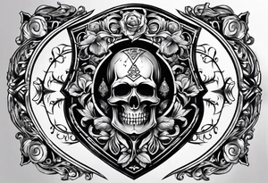 death figures inside a shield tattoo idea