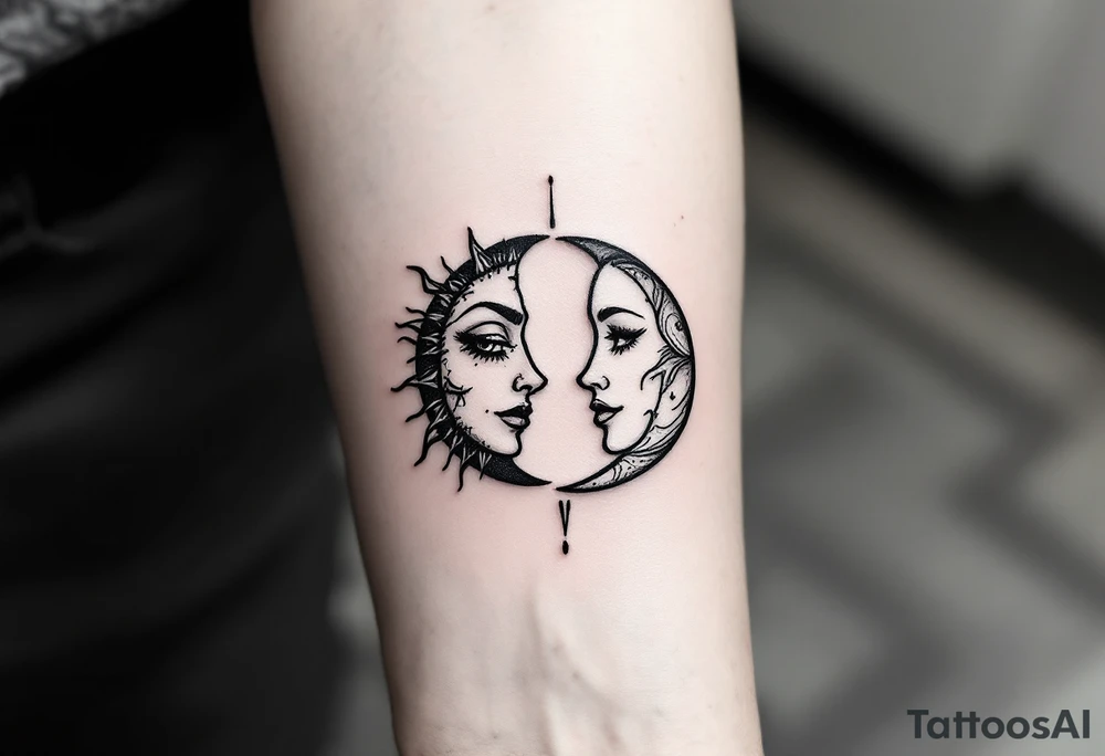sunface (sunsign in aquarius) & moonface (moonsign in pisces) astrology / yang and yang / apple emojis inspired tattoo idea