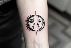 sunface (sunsign in aquarius) & moonface (moonsign in pisces) astrology / yang and yang / apple emojis inspired tattoo idea