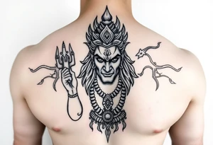Angry Shiva Hindu god on chest tattoo idea
