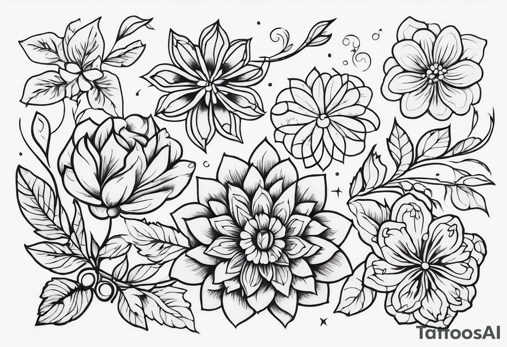 ornaments of flowers tattoo idea
