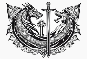 Valhalla prayer sword dragon axe tattoo idea