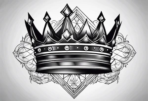 kings crown hexagon black tattoo idea