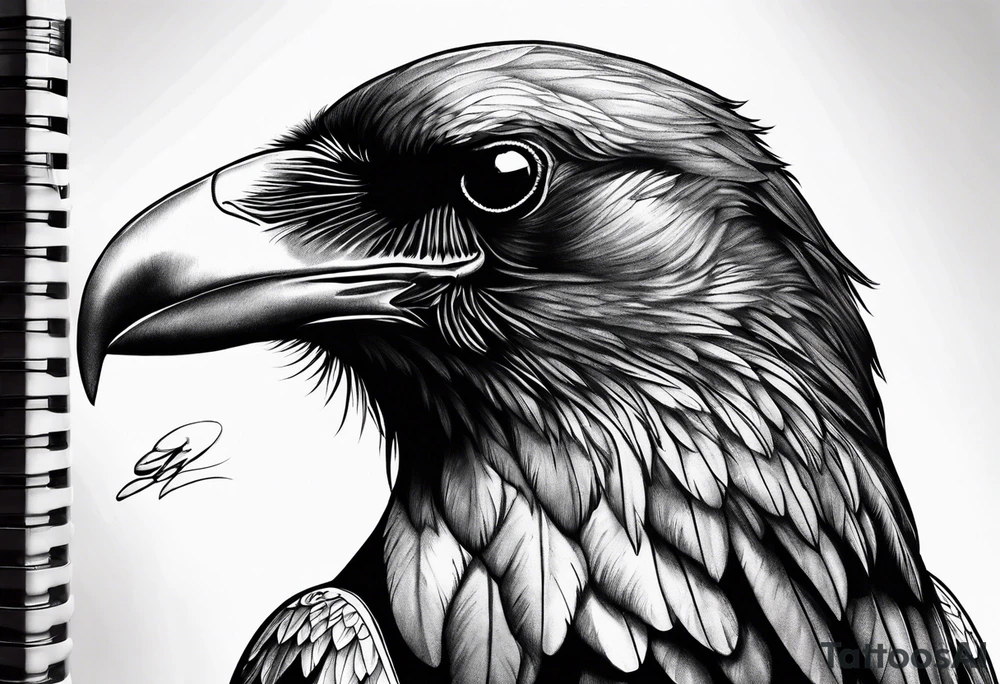 crow looking back twisted neck tattoo idea