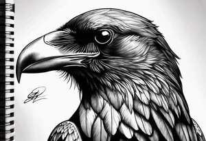 crow looking back twisted neck tattoo idea