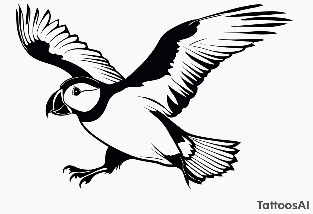 a flying puffin with black wings
 -  forarm Tattoo tattoo idea