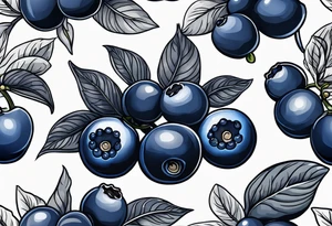 3 blueberries with a single leaf tattoo idea