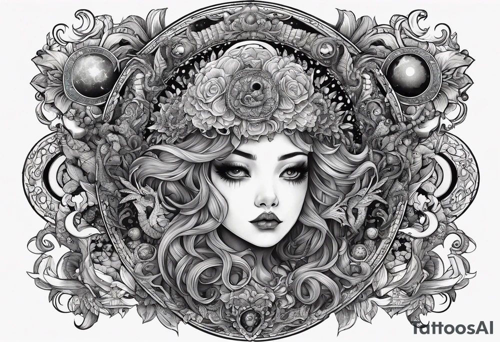 Beautiful Eldridge horror creature, astrology thigh tattoo tattoo idea