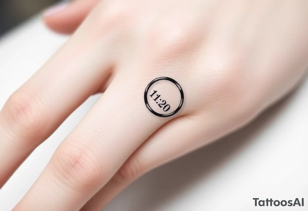 simple and elegant black ring with a delicate engraving of the wedding date or the partners' initials tattoo idea