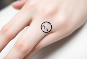 simple and elegant black ring with a delicate engraving of the wedding date or the partners' initials tattoo idea