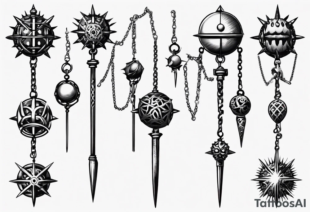 spiked ball mace on a chain tattoo idea