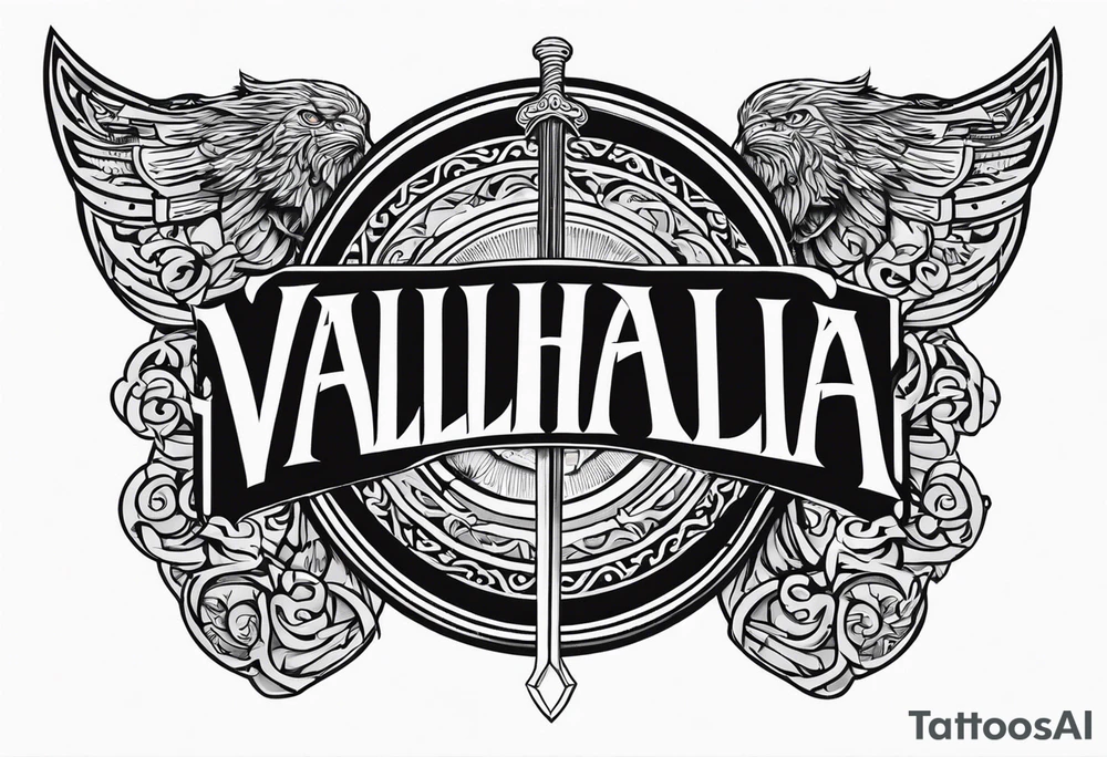 Valhalla sword round shield tattoo idea