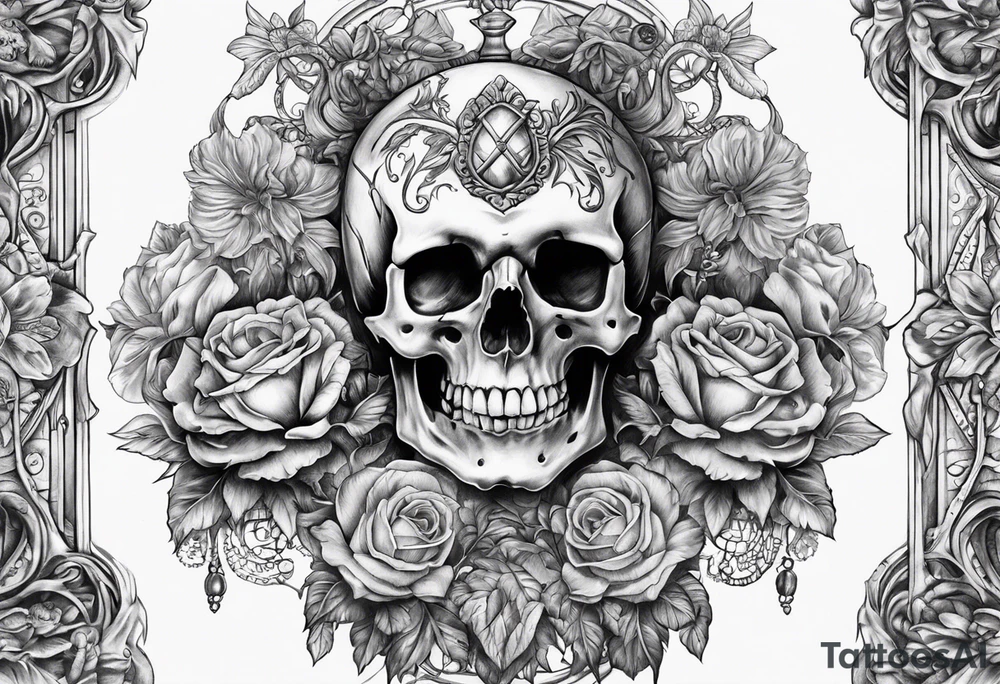 Skeleton good versus evil tattoo idea